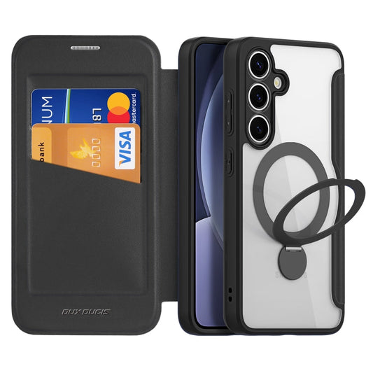 For Samsung Galaxy S25+ 5G DUX DUCIS Skin X Pro Series Magsafe Ring Holder Leather Phone Case(Black)
