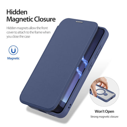 For Samsung Galaxy S25+ 5G DUX DUCIS Skin X Pro Series Magsafe Ring Holder Leather Phone Case(Blue)