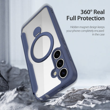 For Samsung Galaxy S25+ 5G DUX DUCIS Skin X Pro Series Magsafe Ring Holder Leather Phone Case(Blue)
