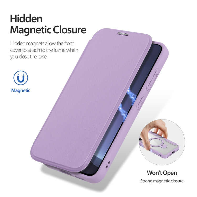 For Samsung Galaxy S25+ 5G DUX DUCIS Skin X Pro Series Magsafe Ring Holder Leather Phone Case(Purple)