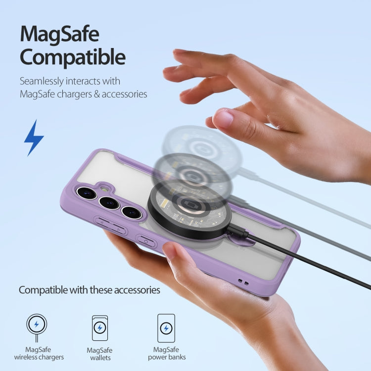 For Samsung Galaxy S25+ 5G DUX DUCIS Skin X Pro Series Magsafe Ring Holder Leather Phone Case(Purple)