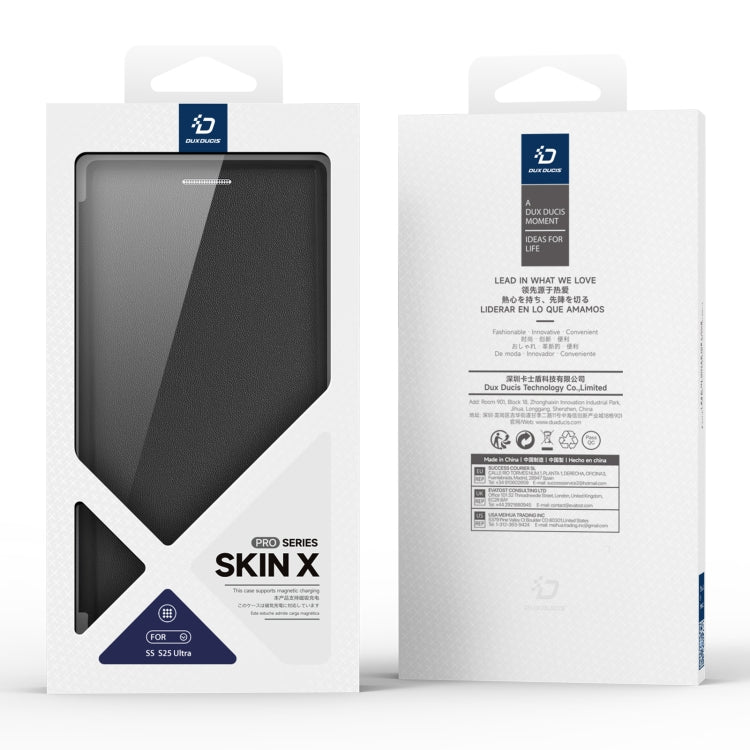 Pour Samsung Galaxy S25 Ultra 5G DUX DUCIS Étui de téléphone en cuir avec support d'anneau Magsafe de la série Skin X Pro (Noir)