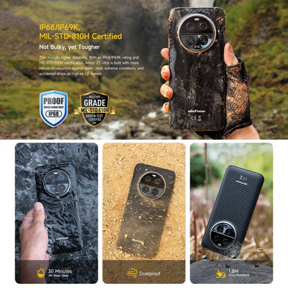 [HK Warehouse] Ulefone Armor 23 Ultra Rugged Phone, 12GB+512GB, 6.78 inch Android 13 MediaTek Dimensity 8020 Octa Core up to 2.6GHz, Network: 5G, NFC, OTG, Satellite Messaging(Elite Black)