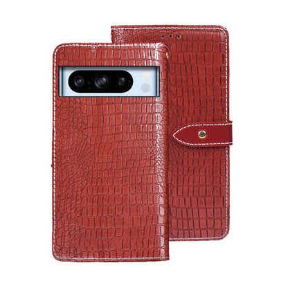 Pour l'étui de téléphone en cuir à texture crocodile idewei Google Pixel 8 Pro (rouge)