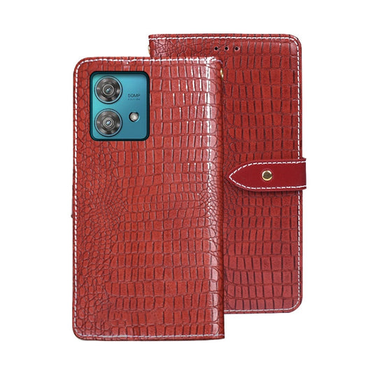 For Motorola Edge 40 Neo idewei Crocodile Texture Leather Phone Case(Red)