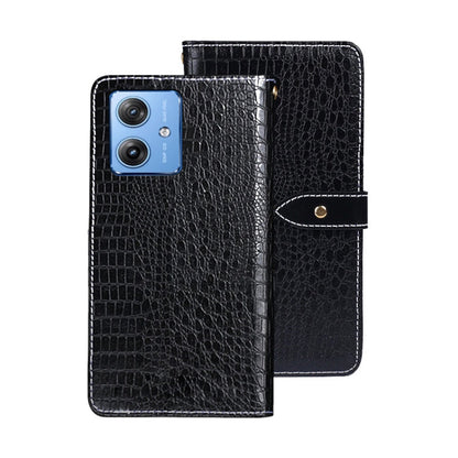 Pour Motorola Moto G54 5G Étui de téléphone en cuir texturé crocodile Idewei (Noir)