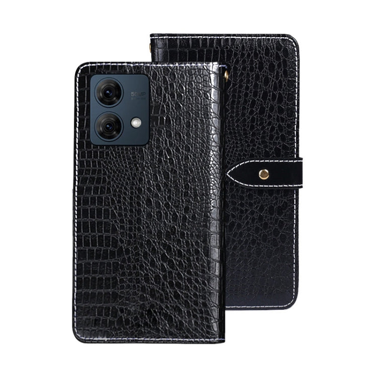 For Motorola Moto G84 5G idewei Crocodile Texture Leather Phone Case(Black)