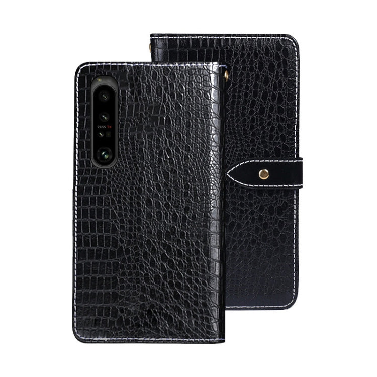 For Sony Xperia 1 V idewei Crocodile Texture Leather Phone Case(Black)