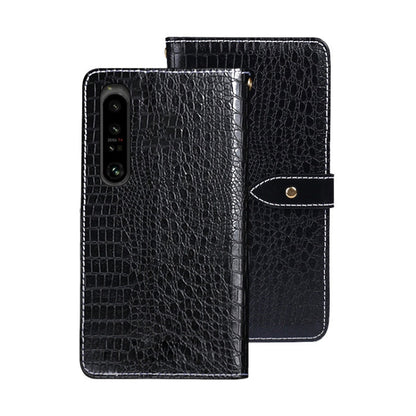For Sony Xperia 1 V idewei Crocodile Texture Leather Phone Case(Black)