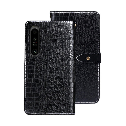 For Sony Xperia 1 V idewei Crocodile Texture Leather Phone Case(Black)