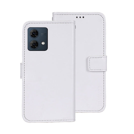 Pour coque de téléphone en cuir avec texture Crazy Horse idewei pour Motorola Moto G84 5G (blanc)