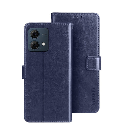 Pour Motorola Moto G84 5G Étui de Téléphone en Cuir Texture Crazy Horse idewei (Bleu)