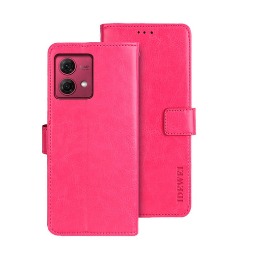 Pour Motorola Moto G84 5G idewei Crazy Horse Texture Housse de téléphone en cuir (Rose Rouge)