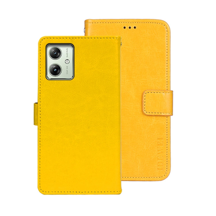 For Motorola Moto G54 5G EU idewei Crazy Horse Texture Leather Phone Case(Yellow)
