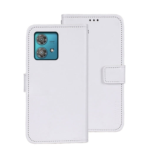 Pour Motorola Edge 40 Neo Étui de téléphone en cuir idewei texture Crazy Horse (blanc)