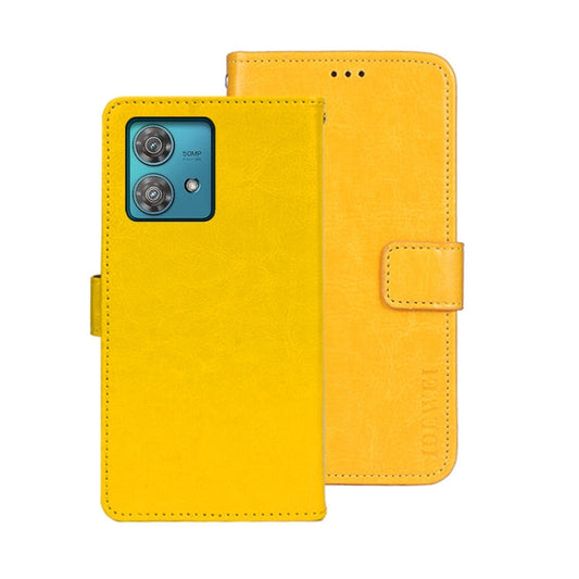 Pour Motorola Edge 40 Neo, étui de téléphone en cuir idewei texturé Crazy Horse (jaune)