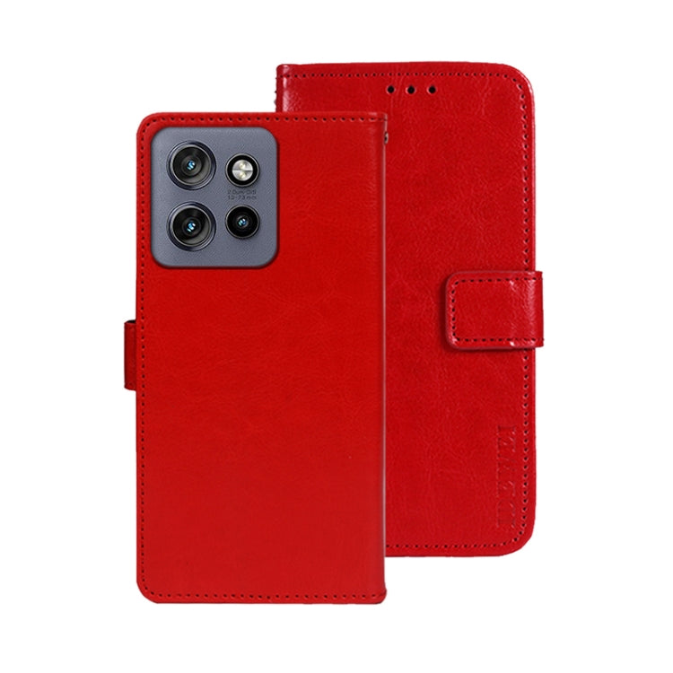 For Motorola Edge 50 Neo idewei Crazy Horse Texture Leather Phone Case(Red)