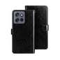 Pour Motorola Edge 50 Neo Étui de téléphone en cuir texturé cheval fou idewei (Noir)