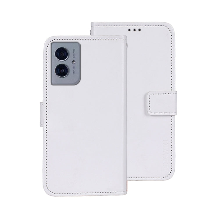 Pour Motorola Moto G55 5G idewei Étui de téléphone en cuir texturé Crazy Horse (blanc)