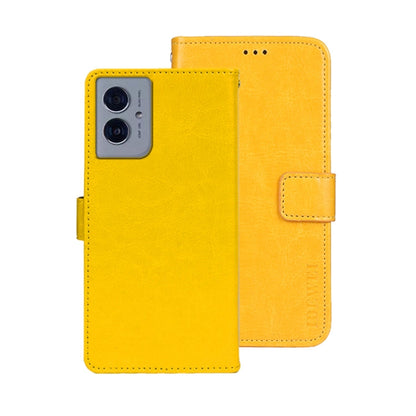 For Motorola Moto G55 5G idewei Crazy Horse Texture Leather Phone Case(Yellow)