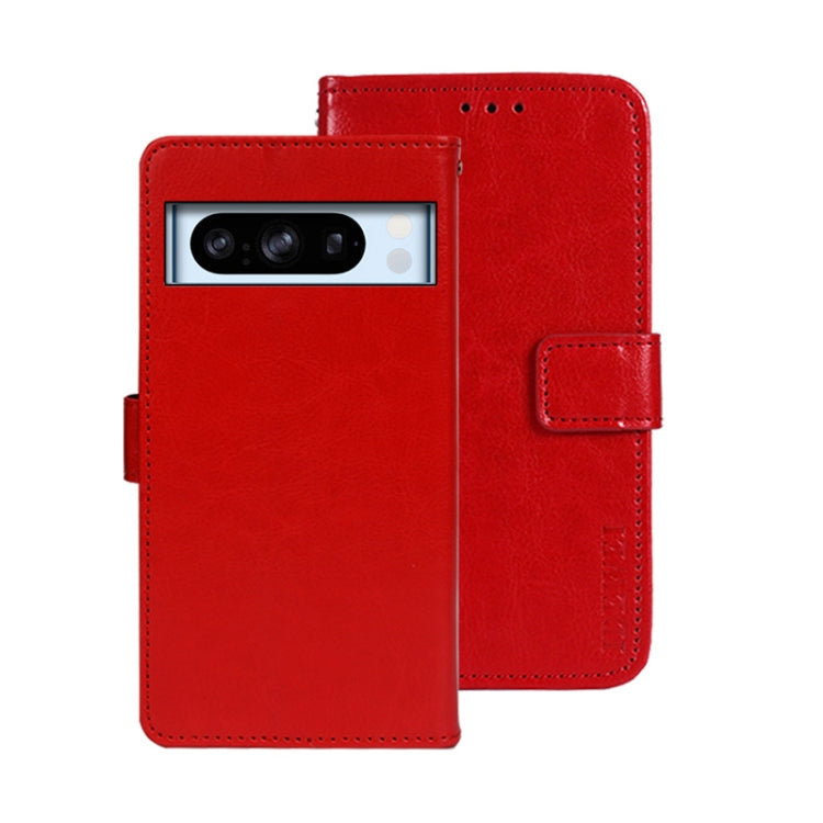 Pour Google Pixel 8 Pro Étui de téléphone en cuir idewei texture Crazy Horse (Rouge)