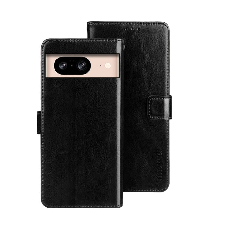 For Google Pixel 8 idewei Crazy Horse Texture Leather Phone Case(Black)