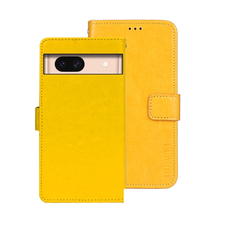 For Google Pixel 8a idewei Crazy Horse Texture Leather Phone Case(Yellow)
