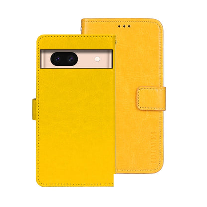 For Google Pixel 8a idewei Crazy Horse Texture Leather Phone Case(Yellow)