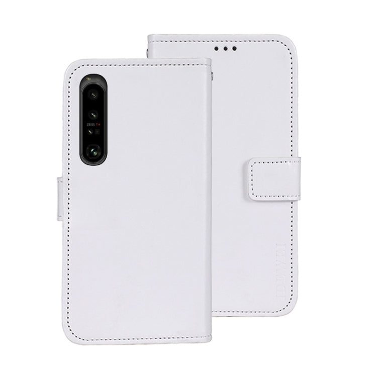 For Sony Xperia 1 V idewei Crazy Horse Texture Leather Phone Case with Holder(White)