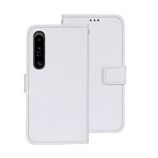 For Sony Xperia 1 V idewei Crazy Horse Texture Leather Phone Case with Holder(White)