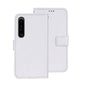 For Sony Xperia 1 V idewei Crazy Horse Texture Leather Phone Case with Holder(White)