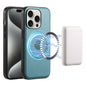 Pour iPhone 15 Pro Max Étui de téléphone MagSafe en cuir texturé de vachette Denior (Bleu)