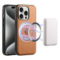 Pour iPhone 15 Pro Max, coque de téléphone en cuir avec texture peau de vache Denior MagSafe (Kaki)