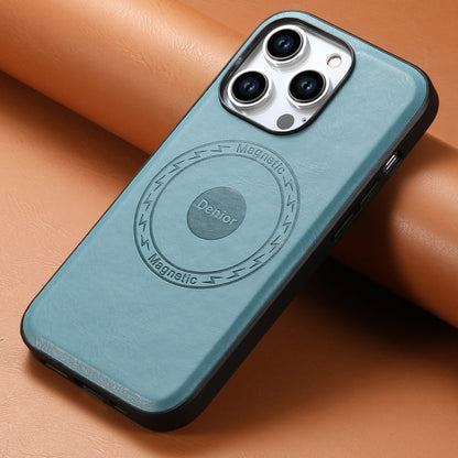 For iPhone 13 Pro Denior Cowhide Texture Leather MagSafe Phone Case(Blue)