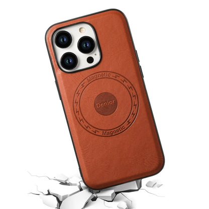 For iPhone 13 Pro Denior Cowhide Texture Leather MagSafe Phone Case(Brown)