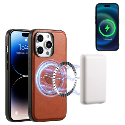 For iPhone 13 Pro Denior Cowhide Texture Leather MagSafe Phone Case(Brown)