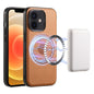 For iPhone 12/12 Pro Denior Cowhide Texture Leather MagSafe Phone Case(Khaki)