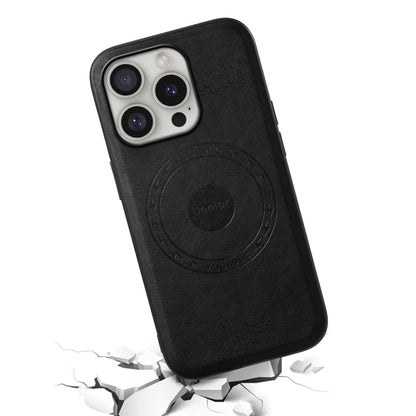For iPhone 16 Pro Max Denior Cowhide Texture Leather MagSafe Phone Case(Black)