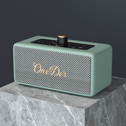 Haut-parleur Bluetooth sans fil Oneder D3 Rétro en cuir 30W à double unité (Cyan)