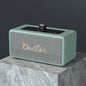 Haut-parleur Bluetooth sans fil Oneder D3 Rétro en cuir 30W à double unité (Cyan)