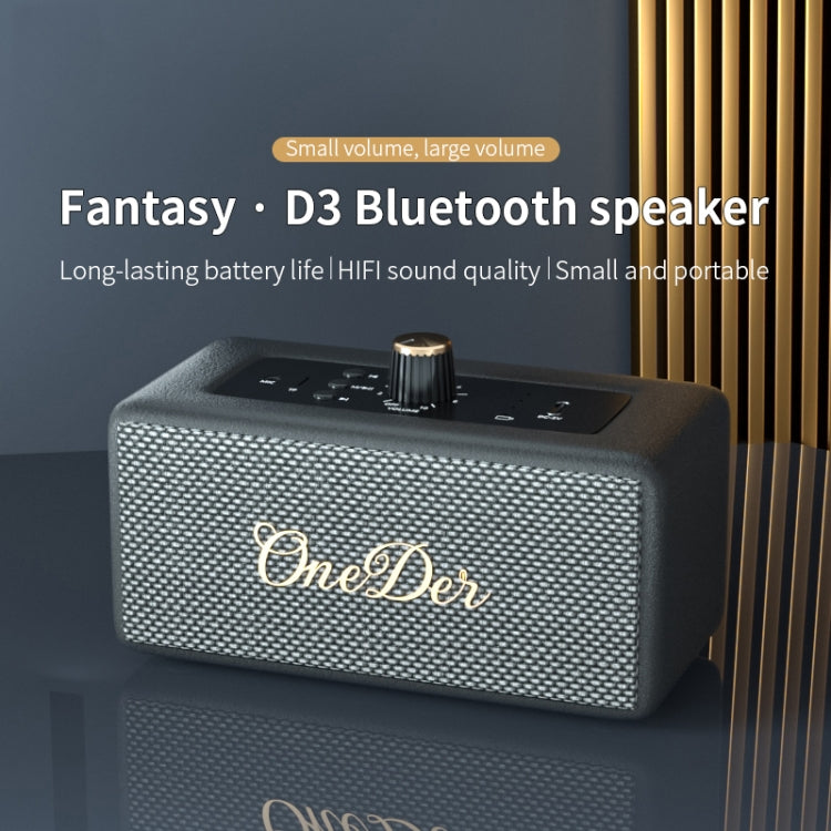 Oneder D3 Retro Leather Casing 30W Dual Units Wireless Bluetooth Speaker(Black)