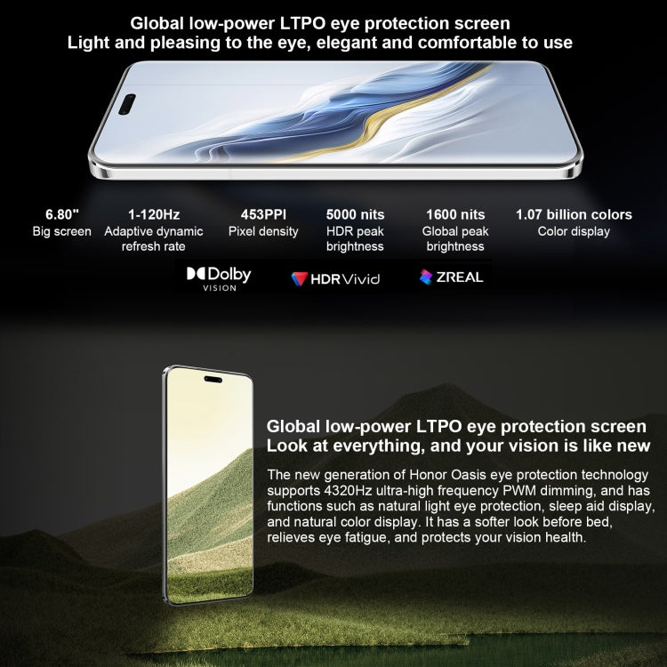 Honor Magic6 Pro, 12GB+256GB,  6.8 inch Magic OS 8.0 Snapdragon 8 Gen 3 Octa Core up to 3.3GHz, Network: 5G, OTG, NFC, Support Google Play(White)