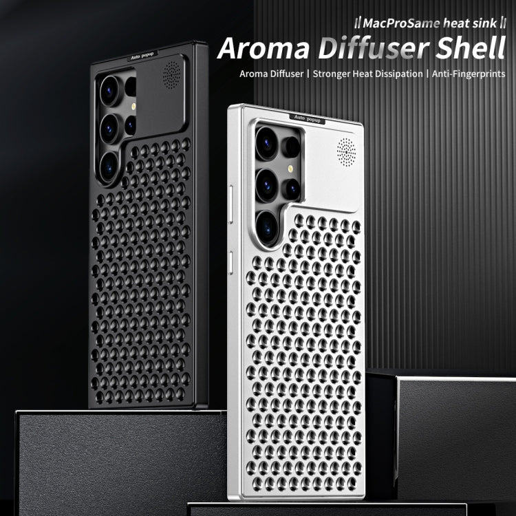 For Samsung Galaxy S22 Ultra 5G R-JUST RJ58 Aromatherapy Metal Cooling Phone Case(Black)