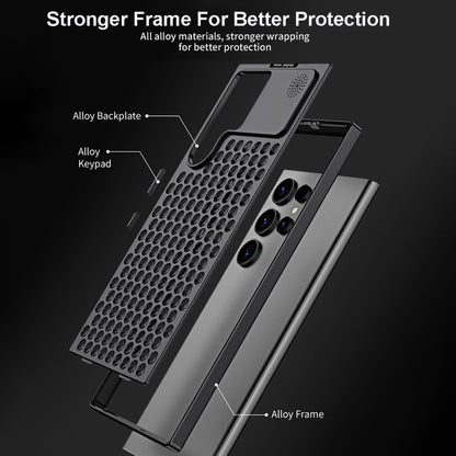 For Samsung Galaxy S22 Ultra 5G R-JUST RJ58 Aromatherapy Metal Cooling Phone Case(Black)