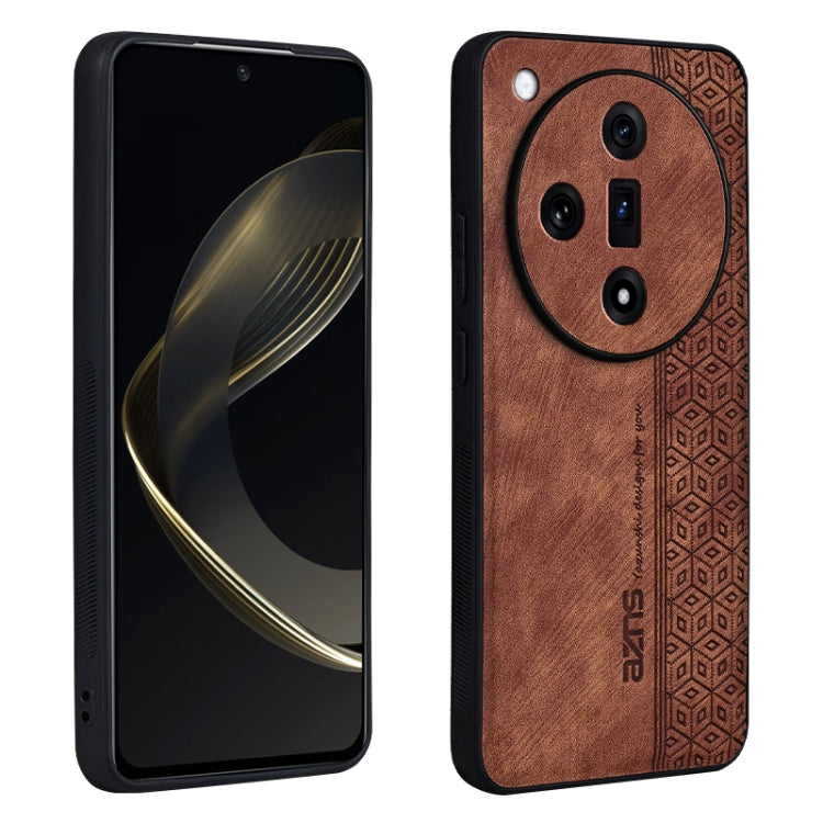 For OPPO Find X7 AZNS 3D Embossed Skin Feel Phone Case(Brown)