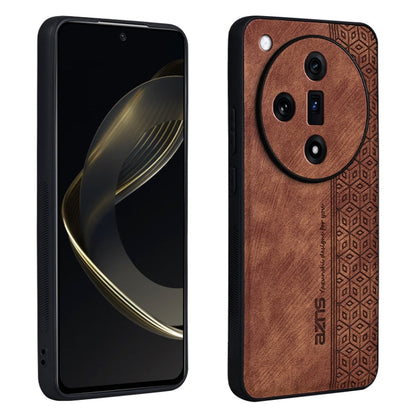 For OPPO Find X7 AZNS 3D Embossed Skin Feel Phone Case(Brown)
