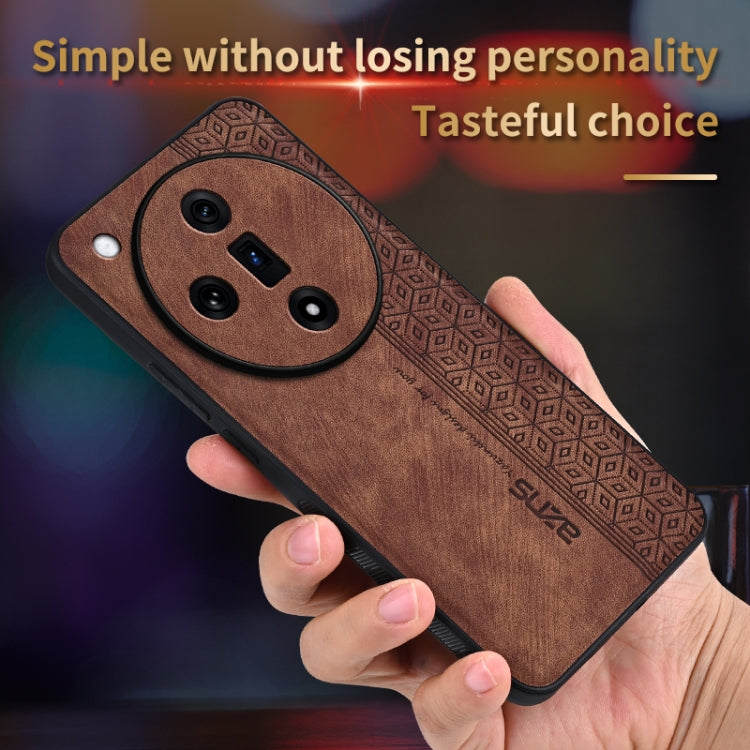 For OPPO Find X7 AZNS 3D Embossed Skin Feel Phone Case(Brown)