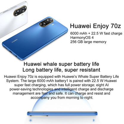 HUAWEI Enjoy 70z, 8GB+256GB, Side Fingerprint Identification, 6.75 inch HarmonyOS 4.0 Octa Core 2.4GHz, Network: 4G, Not Support Google Play(White)