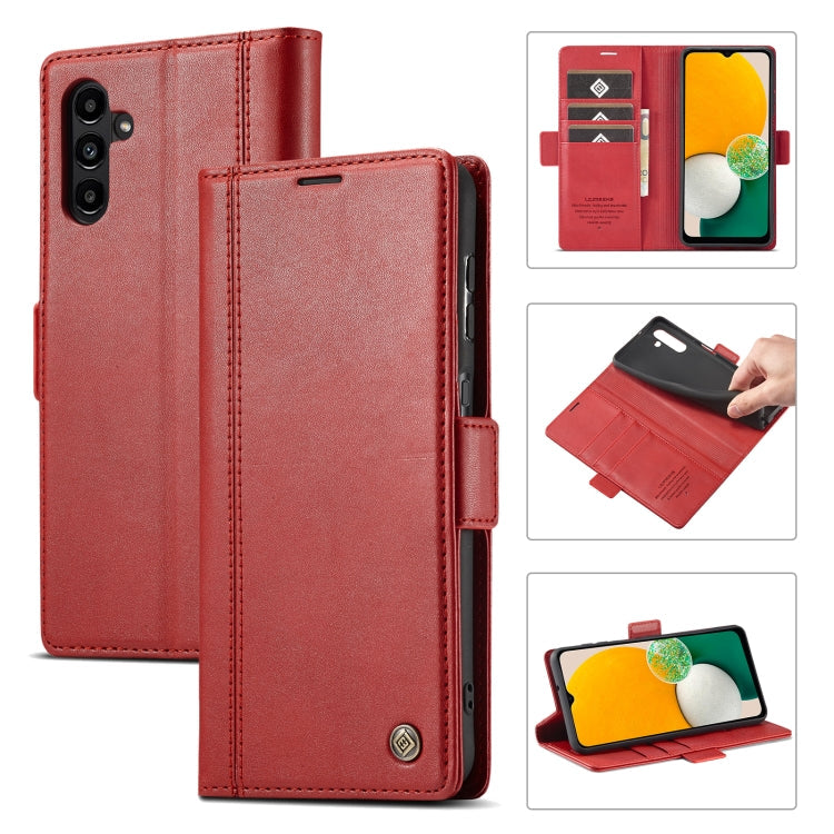 For Samsung Galaxy A55 5G LC.IMEEKE Skin-friendly Card Slots Leather Phone Case(Red)