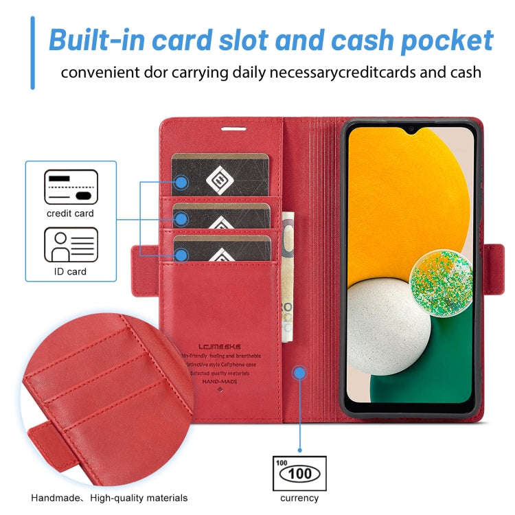 For Samsung Galaxy A55 5G LC.IMEEKE Skin-friendly Card Slots Leather Phone Case(Red)